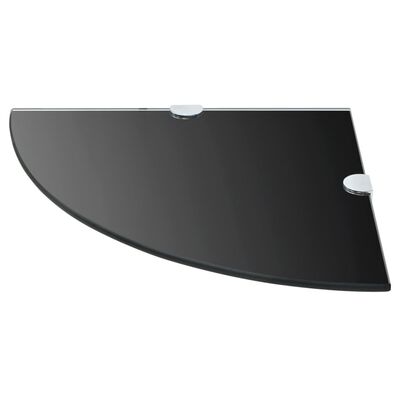 vidaXL Corner Shelf with Chrome Supports Glass Black 25x25 cm