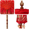 vidaXL Balinese Parasol Red 180-190 cm Cotton and solid wood