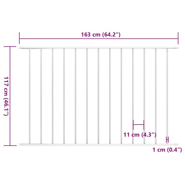 vidaXL Fence Panel Powder-coated Steel 1.63x1.25 m White
