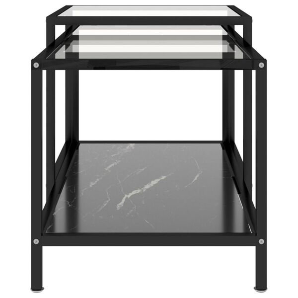 vidaXL Tea Tables 2 pcs Tempered Glass Black