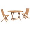 vidaXL Garden Bistro Set Folding 3 pcs Brown Soild Teak Wood