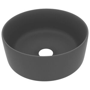 vidaXL Luxury Wash Basin Round Matt Dark Grey 40x15 cm Ceramic