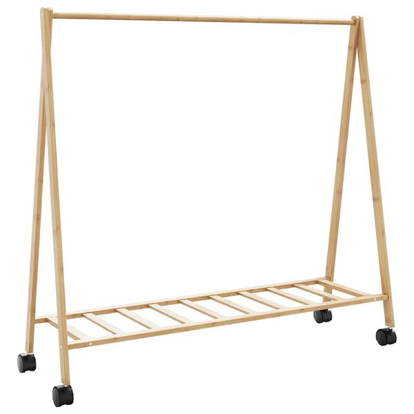 vidaXL Clothes Rack with Shelves and Wheels 106x34x106.5 cm Bamboo