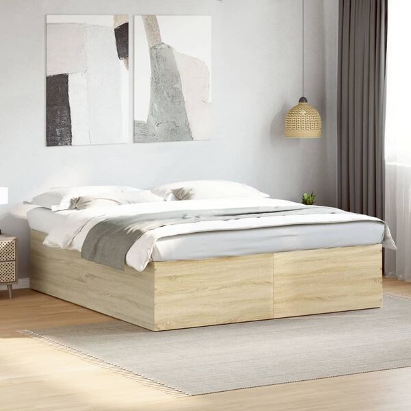 vidaXL Bed Frame without Mattress Sonoma Oak 200x200 cm