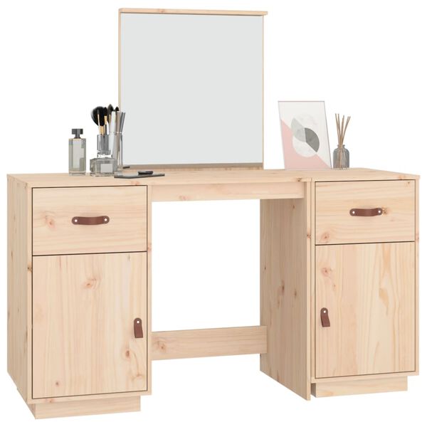 vidaXL Dressing Table Set with a Mirror Solid Wood Pine