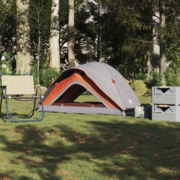 vidaXL Camping Tent 1-Person Grey and Orange Waterproof