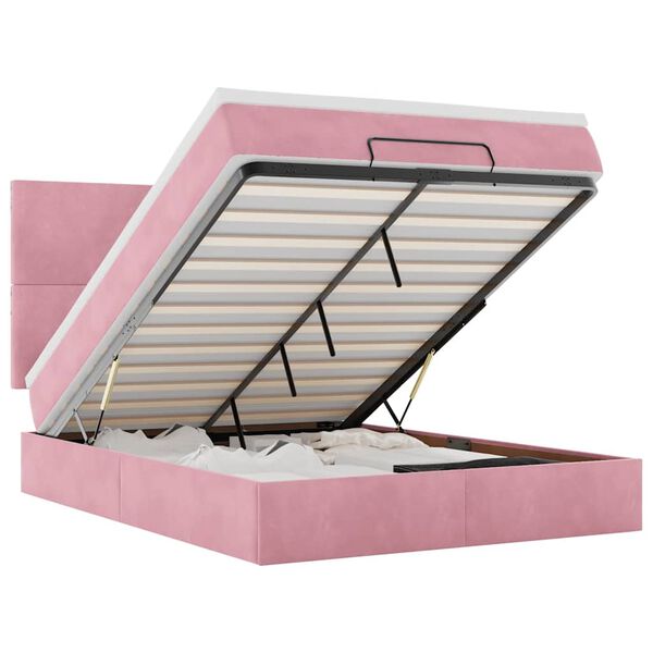 vidaXL Ottoman Bed with Mattresses Pink 140x190cm Velvet