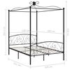 vidaXL Canopy Bed Frame without Mattress Black Metal 120x200 cm