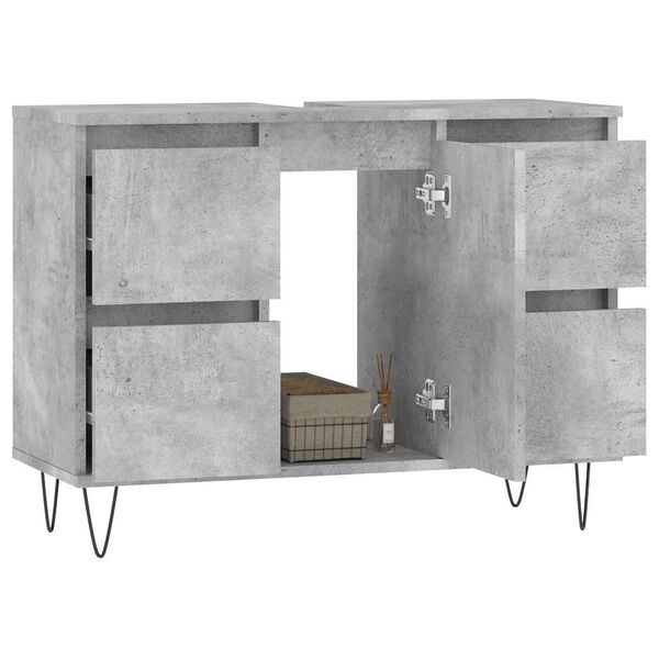 vidaXL Bathroom Cabinet Concrete Grey 80x33x60 cm Engineered Wood