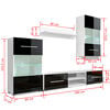 vidaXL 4 pcs Black High Gloss Wall Display Cabinet TV Unit with LED Lighting