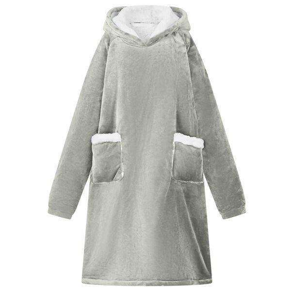 vidaXL Blanket Hoodie Grey S Fleece and Flannel