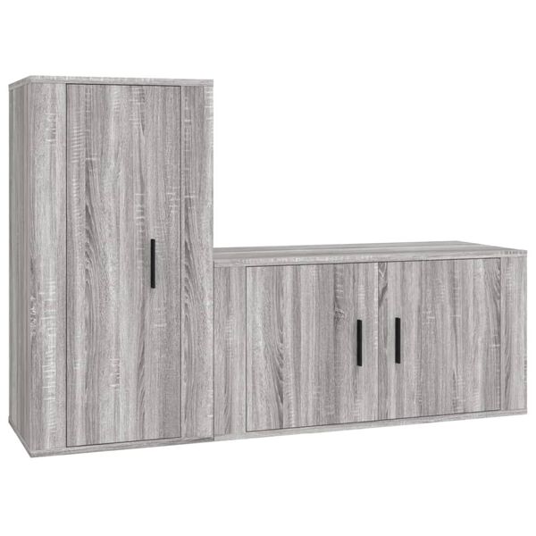 vidaXL 2 Piece TV Cabinet Set Grey Sonoma Engineered Wood