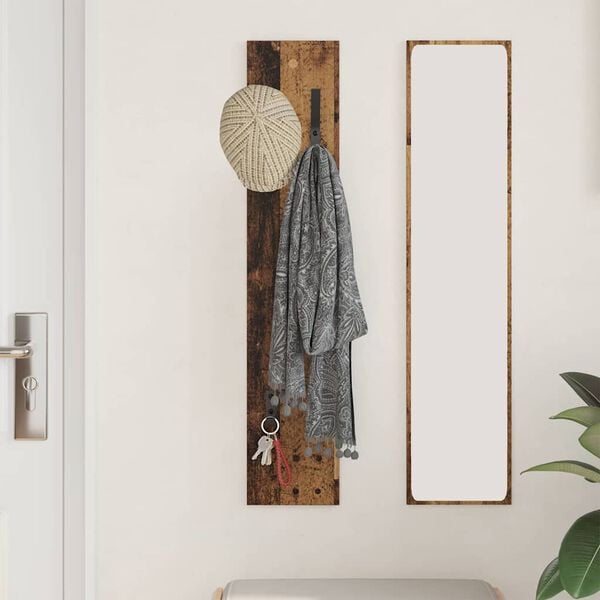 vidaXL Wall-Mounted Coat Rack Wall-mounted Old wood 20 x 1.5 x 100 cm
