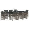vidaXL Garden Dining Set 9 pcs Grey Poly Rattan