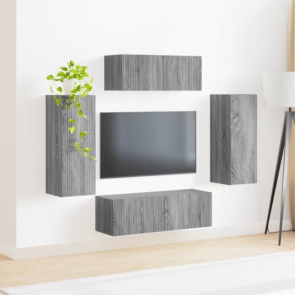 vidaXL TV Cabinet Set 4 pcs Grey Sonoma Engineered Wood