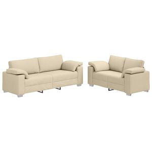 vidaXL Sofa Set 2 pcs Cream 219 x 77 x 82 cm Fabric