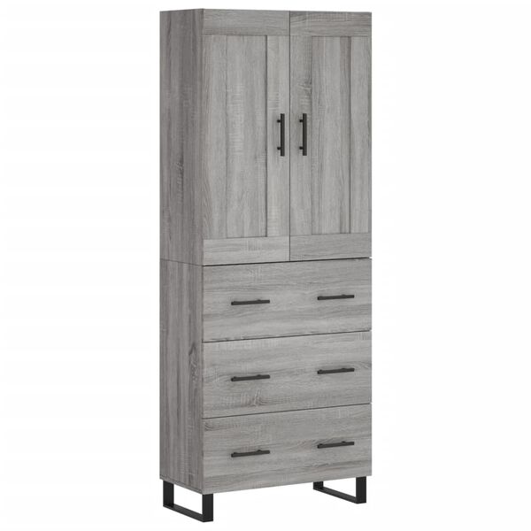 vidaXL Highboard Grey Sonoma 69.5x34x180 cm Engineered Wood