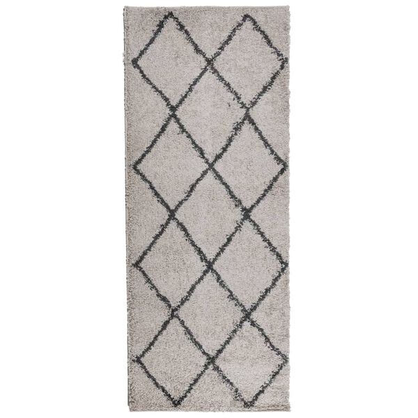 vidaXL Shaggy Rug PAMPLONA High Pile Modern Beige and Anthracite 80x200 cm
