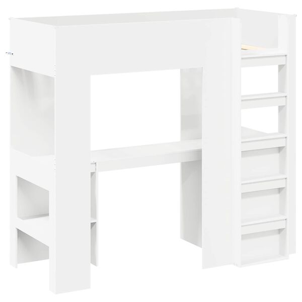 vidaXL Loft Bed Frame with Desk White 75 x 190 cm Engineered Wood