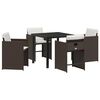 vidaXL Garden Dining Set 5 pcs Brown Poly Rattan