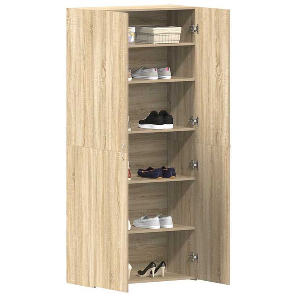 vidaXL Shoe Cabinet with Door Brown 80 x 35.5 x 180 cm Engineered wood