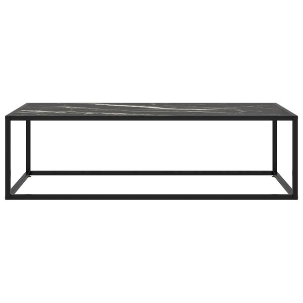 vidaXL Coffee Table Black with Black Marble Glass 120x50x35 cm