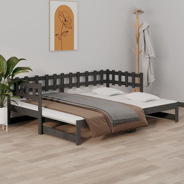vidaXL Pull-out Day Bed without Mattress Grey 2x(80x200) cm