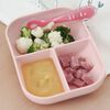 Beaba 2 Piece Compartment Baby Plate Set Silicone Pink