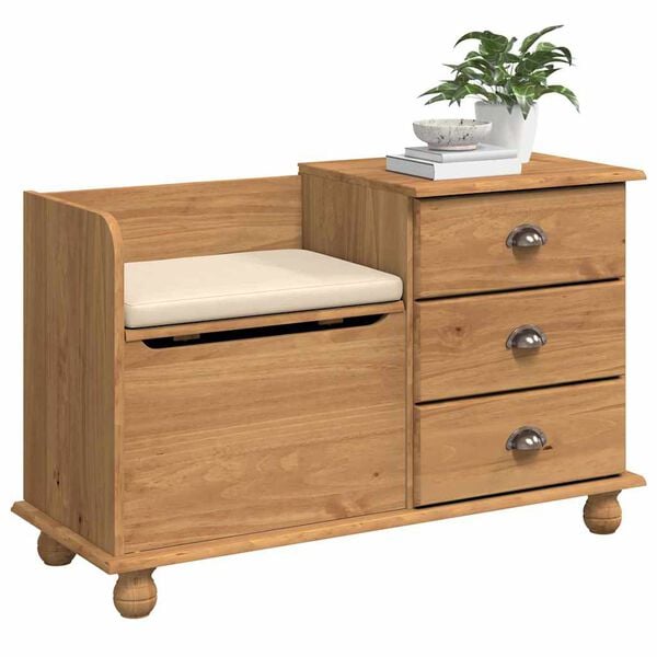 vidaXL Storage Bench ASKIM Brown 100 x 39 x 62 cm Solid Pine Wood