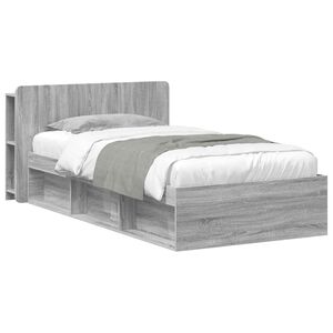 vidaXL Bed Frame with Storage Grey Sonoma 100 x 200 cm Engineered Wood