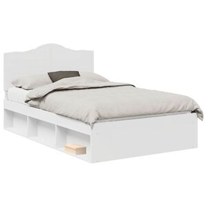vidaXL Bed Frame with Headboard White 135 x 190 cm Solid Pine Wood