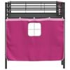 vidaXL Kids'Loft Bed Frame with Curtains Black and Pink 90 x 201 cm