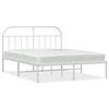 vidaXL Metal Bed Frame without Mattress with Headboard White 180x200cm