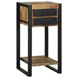 vidaXL End Table with Drawer Brown 40 x 40 x 80 cm Solid Mango Wood