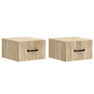 vidaXL Wall-Mounted Bedside Cabinet 2 pcs Sonoma Oak 34.5 x 33 x 20 cm