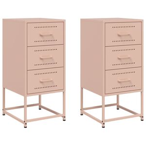 vidaXL Bedside Cabinets 2 pcs Pink 36x39x78 cm Steel