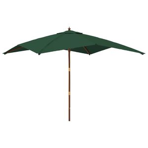 vidaXL Garden Parasol with Wooden Pole Green 300x300x273 cm