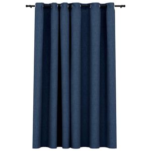 vidaXL Linen-Look Blackout Curtains with Grommets Blue 290x245cm