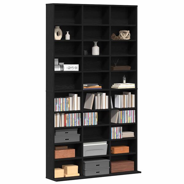 vidaXL CD Cabinet Black oak 101 x 23 x 177.5 cm Engineered Wood