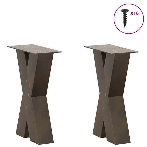 vidaXL Coffee Table Legs X-Shaped 2 pcs Natural Steel 38x(42-43) cm Steel