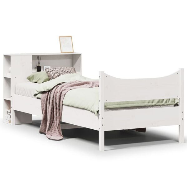 vidaXL Bed Frame without Mattress White 75x190 cm Small Single Solid Wood Pine