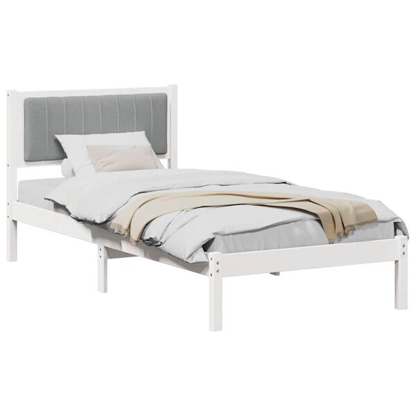 vidaXL Bed Frame with Upholstered Headboard Light Grey 90 x 200 cm