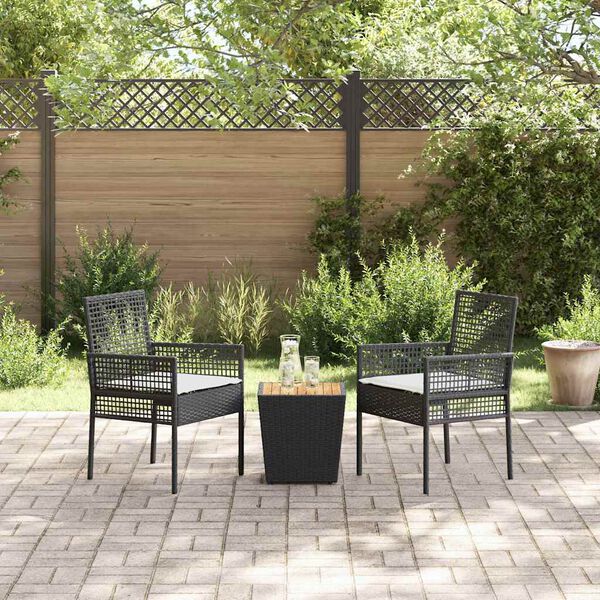 vidaXL Garden Bistro Set 3 pcs Black Poly rattan