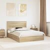 vidaXL Storage Bed with Drawer Sonoma Oak 140 x 190 cm Engineered Wood