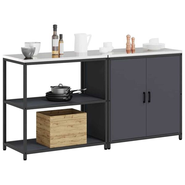 vidaXL Kitchen Storage Set 2 pcs Anthracite Cold-rolled Steel