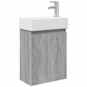 vidaXL Bathroom Vanity Unit with Tap Grey Sonoma 45.5 x 25.5 x 84 cm