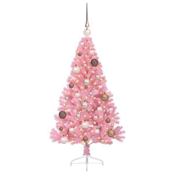 vidaXL Artificial Pre-lit Christmas Tree with 150 LEDs Pink 120 cm PVC