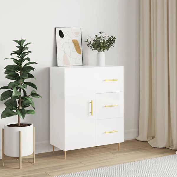 vidaXL Sideboard High Gloss White 69.5x34x90 cm Engineered Wood