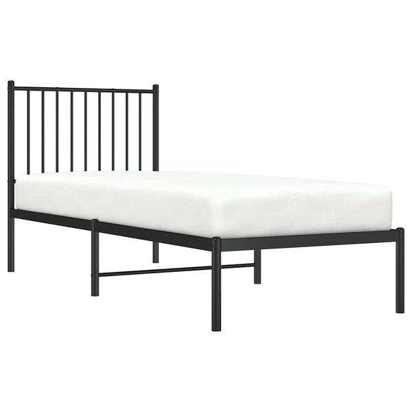 vidaXL Metal Bed Frame without Mattress with Headboard Black 75x190cm