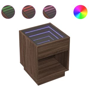 vidaXL Bedside Table with Infinity LED Brown Oak 40x40x50 cm